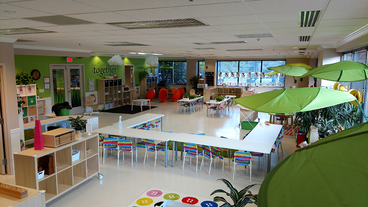 Our Montessori Approach open floor plan.