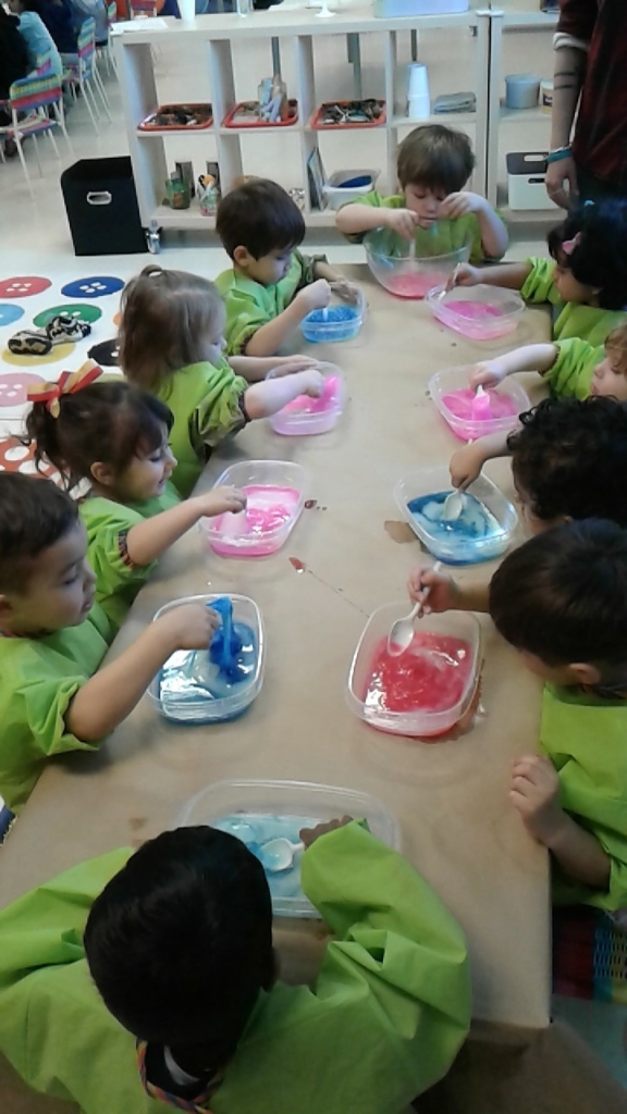 Students making slime.